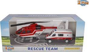 2-PLAY RESCUE TEAM AMBULANCE 8CM HELIKOPTER 16CM ()